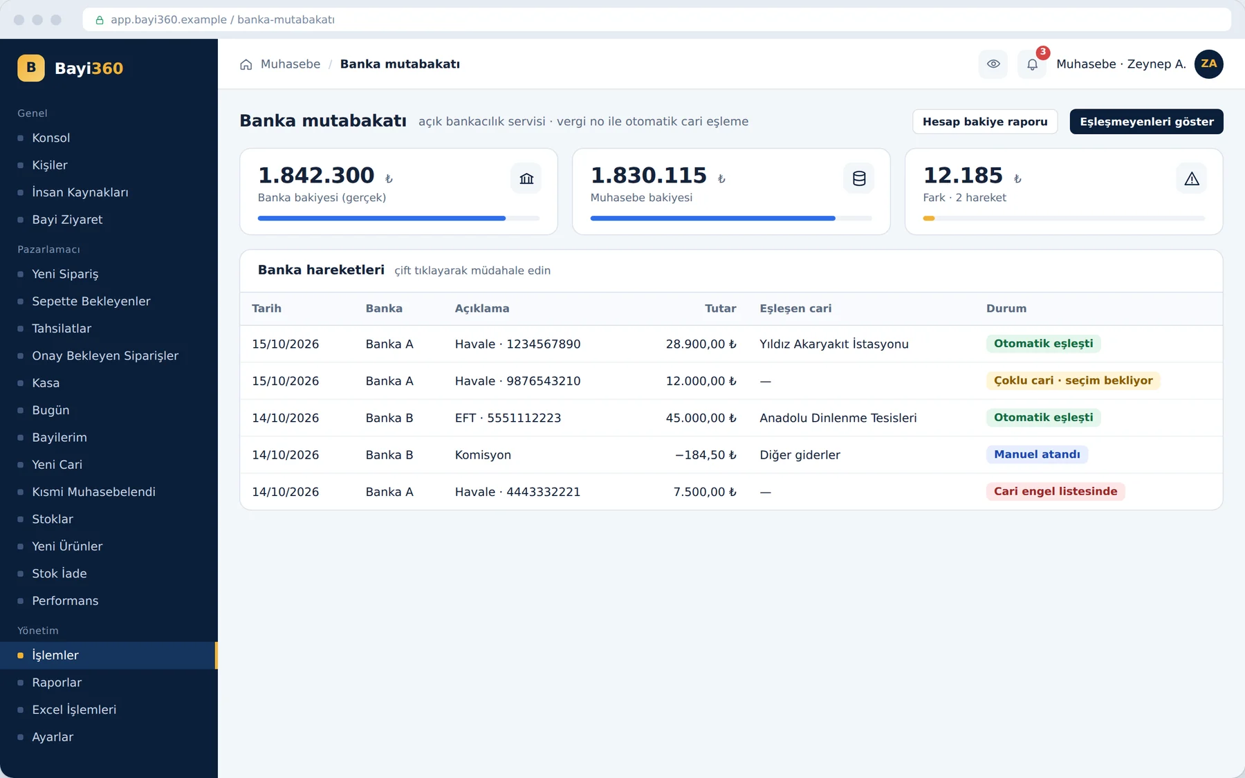 Bank reconciliation