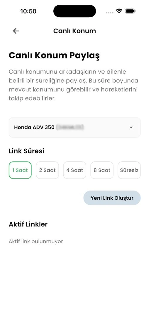 Live location sharing link