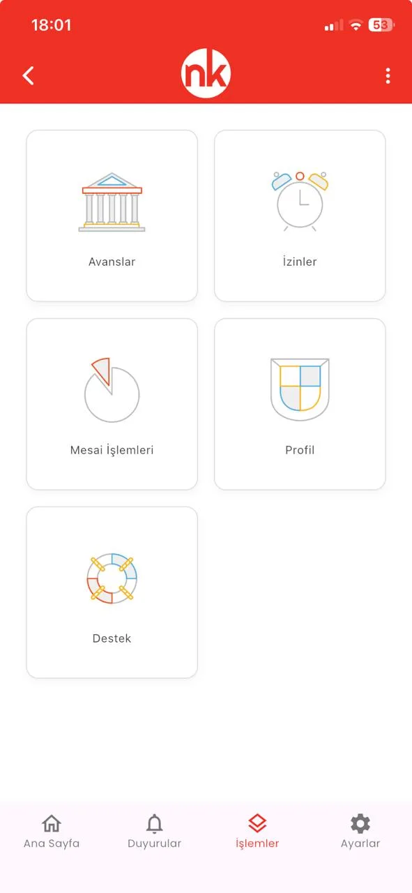 A screen from the NetKurum mobile app